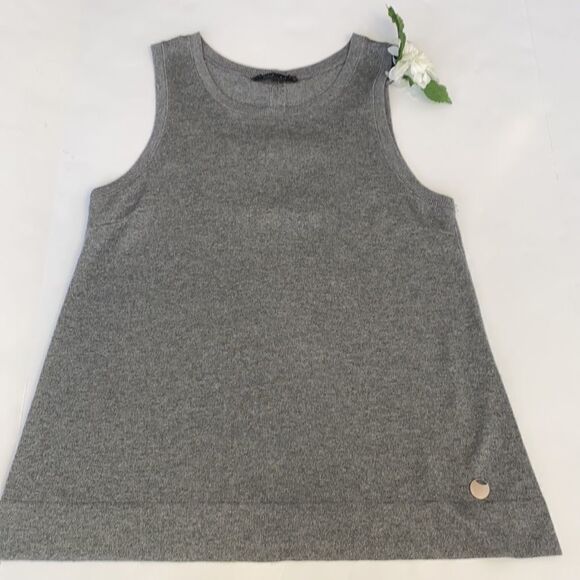 Twin Set Simoni Barbieri Bow Back Sleeveless Tank Gray Metallic Scoop Neck - Picture 2 of 7